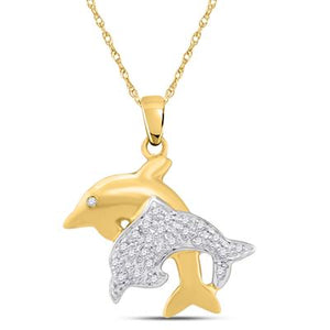 10k Yellow Gold Diamond Dolphin 1/10 CTTW