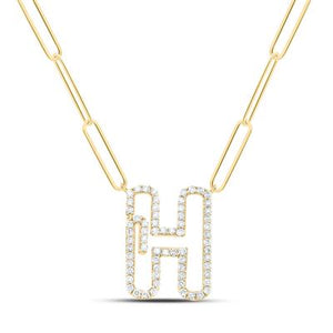 3/8Ctw-Dia Initial H Necklace - 18 Inch