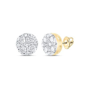 14k Gold Diamond Cluster Earrings 1/2 CTTW