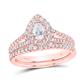 14k Gold Pear Diamond Halo Bridal Wedding Set 1 CTTW (CERTIFIED)