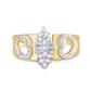 10k Gold Diamond Double Heart Cluster Ring 1/8 CTTW