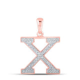 10k Gold Diamond Initial "X" Pendant 1/10 CTTW