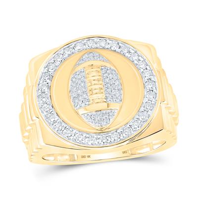 10k Yellow Gold Diamond Men's Football Ring 5/8 CTTW