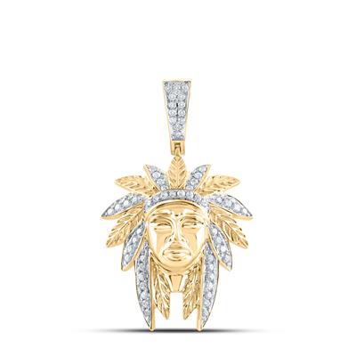10k Yellow Gold Diamond Native American Pendant