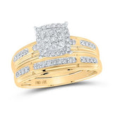 10k Gold Round Diamond Cluster Matching Wedding Ring Set 1/2 CTTW