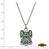 Stainless Steel Cz Birthstone Antiqued Angel Ash Holder 18In. Necklace