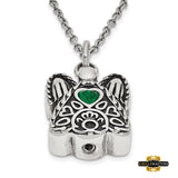 Stainless Steel Cz Birthstone Antiqued Angel Ash Holder 18In. Necklace