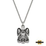 Stainless Steel Cz Birthstone Antiqued Angel Ash Holder 18In. Necklace April Clear