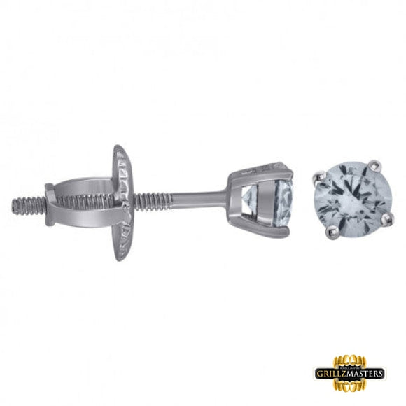 Sterling Silver 4Mm Round Cubic-Zirconia Stud Earrings