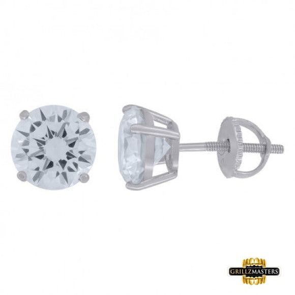 Sterling Silver 8Mm Round Cubic-Zirconia Stud Earrings