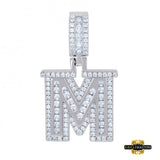 Sterling Silver Cubic Zirconia Initial M Pendant White