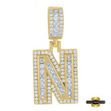Sterling Silver Cubic Zirconia Initial N Pendant Yellow