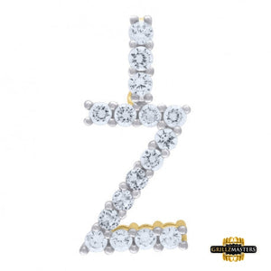 Sterling Silver Cubic-Zirconia Initial Z Pendant Yellow Tone