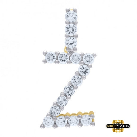 Sterling Silver Cubic-Zirconia Initial Z Pendant Yellow Tone
