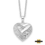 Sterling Silver Cz Bandaged Heart Ash Holder 18 Inch Necklace