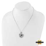 Sterling Silver Cz Bandaged Heart Ash Holder 18 Inch Necklace
