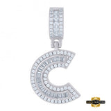 Sterling Silver Cz Initial C Pendant White