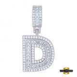 Sterling Silver Cz Initial D Pendant White