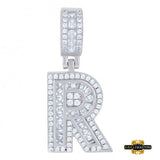 Sterling Silver Cz Initial R Pendant White