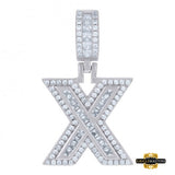 Sterling Silver Cz Initial X Pendant White