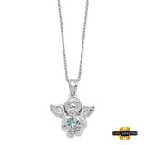 Sterling Silver Cz January Birthstone Angel Ash Holder 18In Necklace April