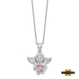 Sterling Silver Cz January Birthstone Angel Ash Holder 18In Necklace October