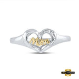 Sterling Silver Diamond Mom Heart Ring .02 Cttw
