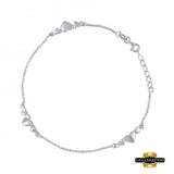 Sterling Silver Moon Cut Heart Anklet