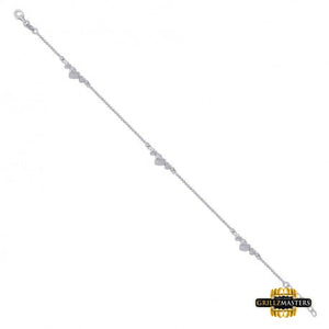 Sterling Silver Moon Cut Heart Anklet
