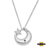 Sterling Silver Rhodium Antiqued Just A Dream Away Moon With Gold-Tone Accent Star Ash Holder 18