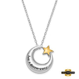 Sterling Silver Rhodium Antiqued Just A Dream Away Moon With Gold-Tone Accent Star Ash Holder 18