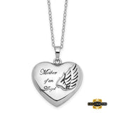 Sterling Silver Rhodium-Plated And Antiqued Mother Of An Angel Heart Ash Holder 18 Inch Necklace