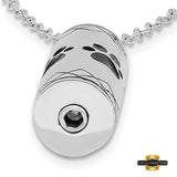 Sterling Silver Rhodium-Plated Antiqued Cylinder With Paws Ash Holder 18In Necklace