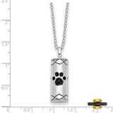 Sterling Silver Rhodium-Plated Antiqued Cylinder With Paws Ash Holder 18In Necklace