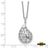 Sterling Silver Rhodium-Plated Antiqued Cz Forever Loved Missed 18 Inch Necklace