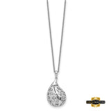 Sterling Silver Rhodium-Plated Antiqued Cz Forever Loved Missed 18 Inch Necklace