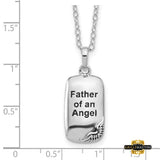 Sterling Silver Rhodium-Plated Antiqued Father Of An Angel Ash Holder 18In Necklace