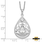 Sterling Silver Rhodium-Plated Cz In Loving Memory 18In Necklace