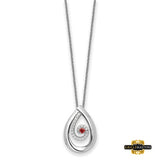 Sterling Silver Rhodium-Plated Red And Clear Cz In Memory Of My Mother 18In Necklac