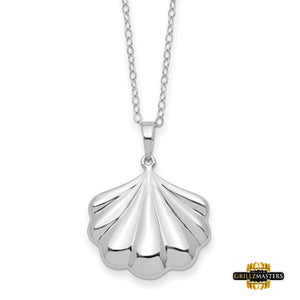 Sterling Silver Rhodium-Plated Shell Ash Holder 18In Necklace