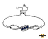 Sterling Silver Round Created Blue Sapphire Bolo Bracelet 1/2 Cttw Style Code Sbr00112/w