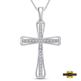 Sterling Silver Round Diamond Cross Pendant 1/10 Cttw