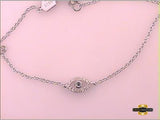 Sterling Silver Round Diamond Evil Eye Fashion Bracelet 1/10 Cttw White
