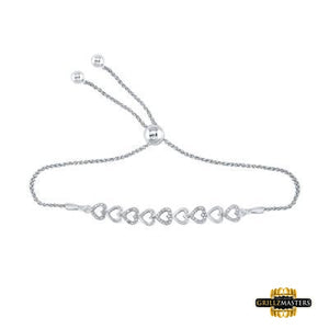 Sterling Silver Round Diamond Heart Bolo Bracelet .02 Cttw Style Code Sbr084287/w