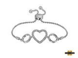 Sterling Silver Round Diamond Heart Bolo Bracelet 1/20 Cttw Style Code Sbr00097/w