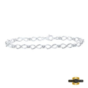 Sterling Silver Round Diamond Infinity Bracelet .03 Cttw
