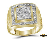 Sterling Silver Round Diamond Square Frame Cluster Ring 1/10 Cttw Style Code Geox2969/w Yellow