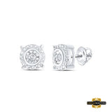 Sterling Silver Round Diamond Stud Earring 1/20Cttw White