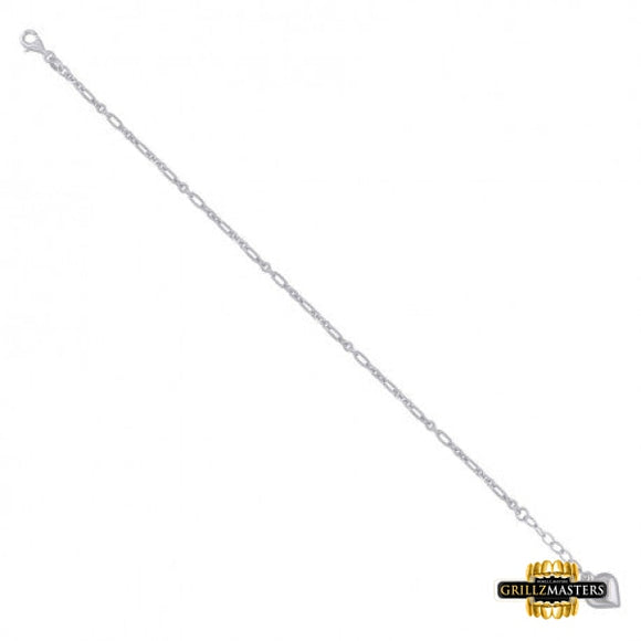 Sterling Silver Single Heart Charm Anklet