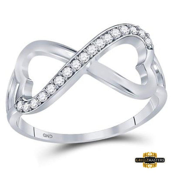 Sterling Silver White Diamond Infinity-Weave Heart Band Ring 1/6 Cttw